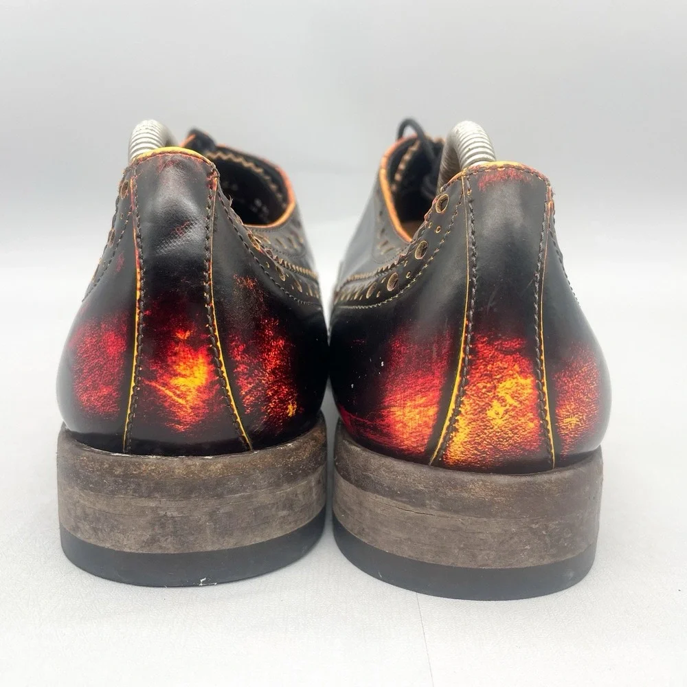 Paul Smith Mens‎ 8.5 Chuck Wingtip Oxford Shoes Burnised Leather Brogue Lace Up